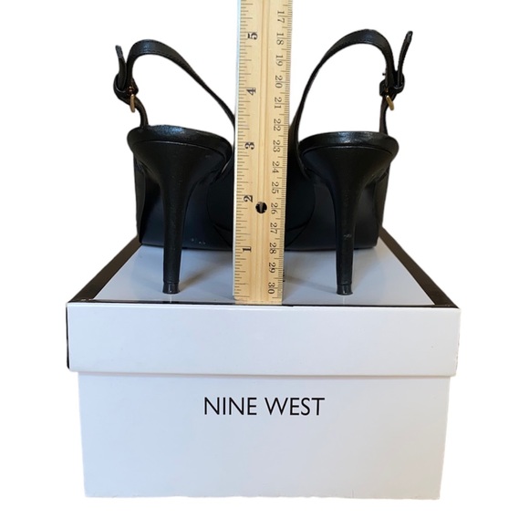 👠Nine West Gabrielle Black Leather Slingback Heels - Picture 7 of 10